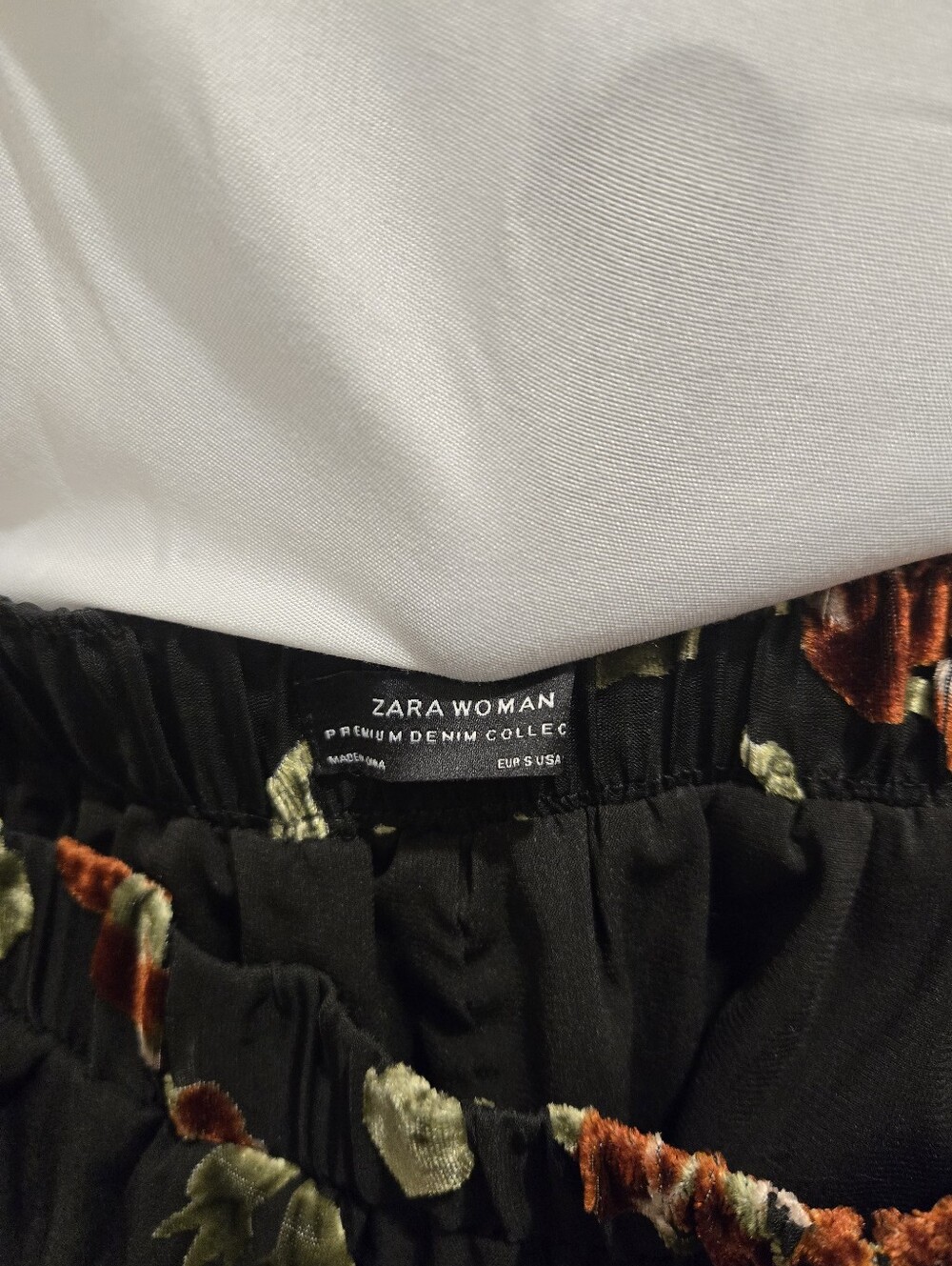 Zara Black Shorts with Olive Velvet Floral Detail - Picture 3 of 3